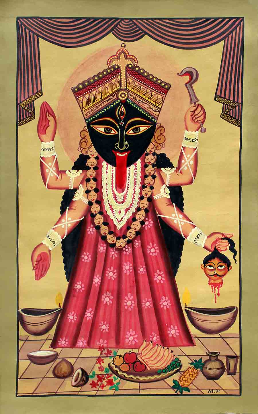 Kalighat painting  (Maa Kali)