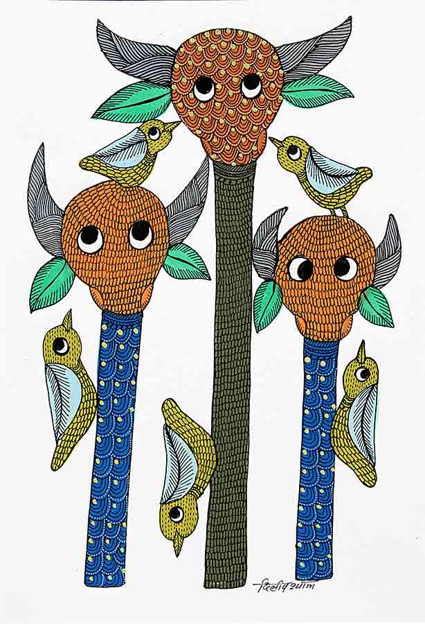 Gond folk art painting by Dilip Shyam